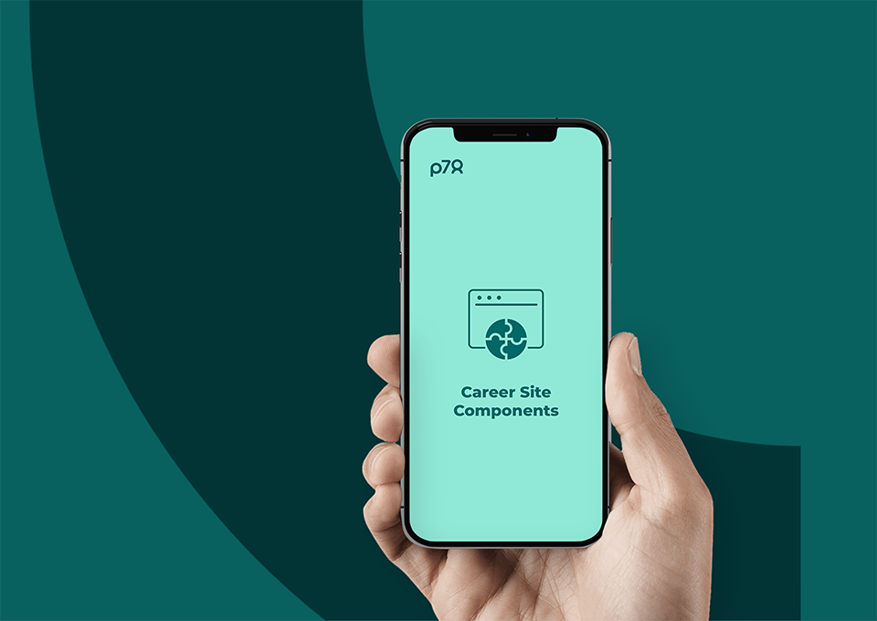 Türkisener Smartphonebildschirm mit Career Site Components.